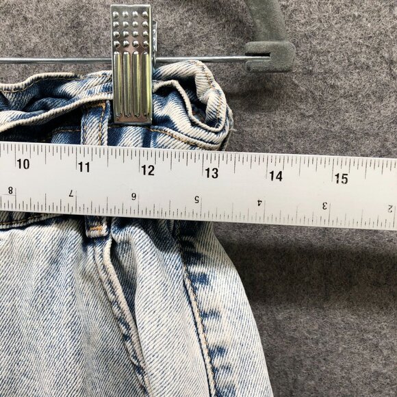 Zara High Rise Tapered Jeans Womens 4 Blue Acid Wash Paper Bag Relaxed Button - Picture 6 of 11